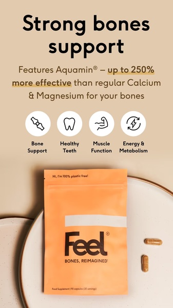 A vertical ad layout showcasing a supplement pouch with clear benefit icons, emphasizing scientific effectiveness over traditional alternatives.